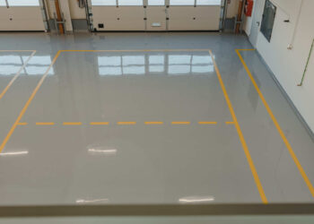 solid colour epoxy floor for fire station